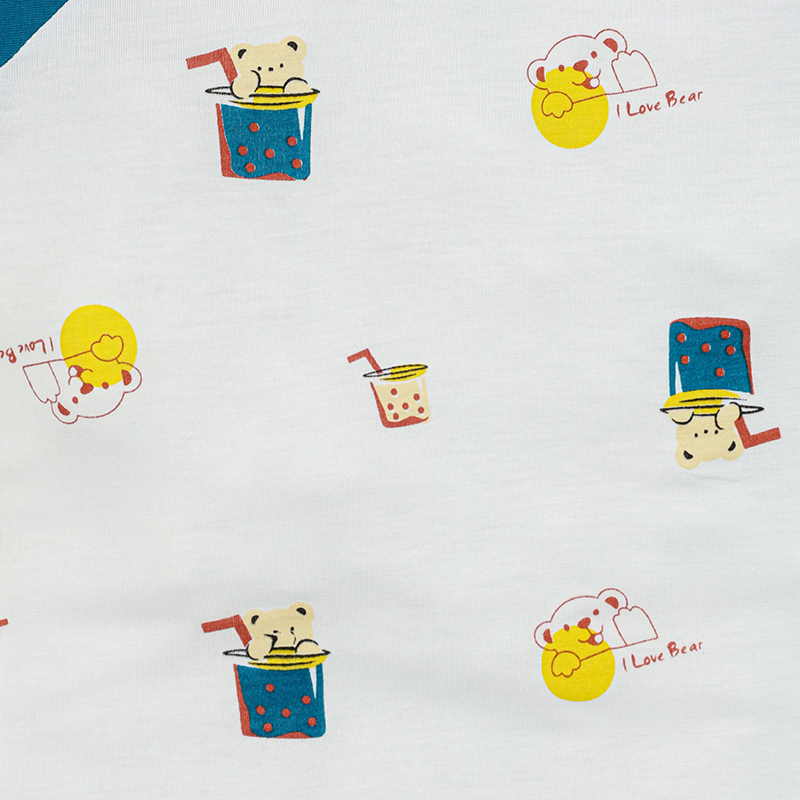 Bộ tay ngắn bé trai IQ Baby raplan in gấu màu xanh 6