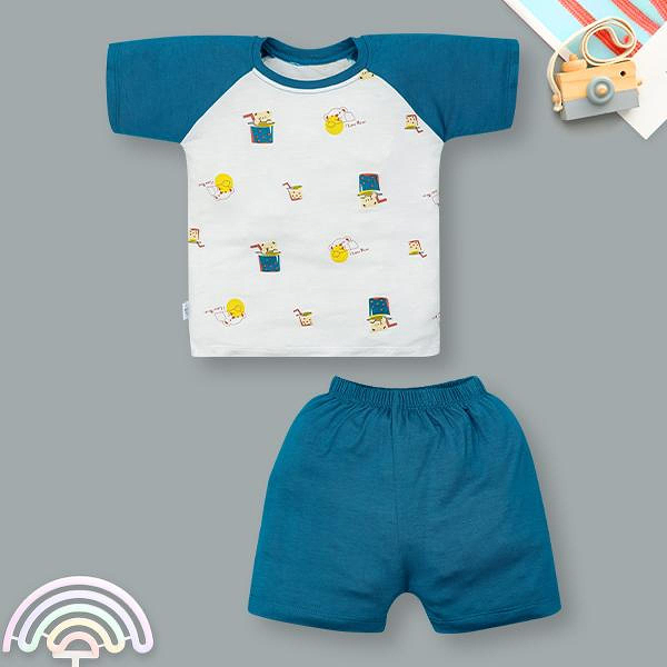 Bộ bé trai IQ Baby visco xanh