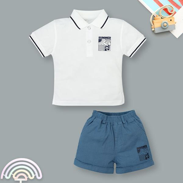 Bộ bé trai Rabity cotton trắng