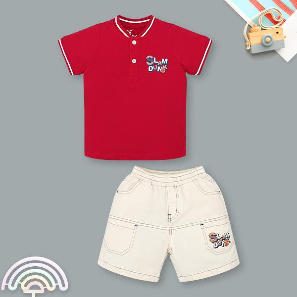 Bộ bé trai Rabity cotton đỏ
