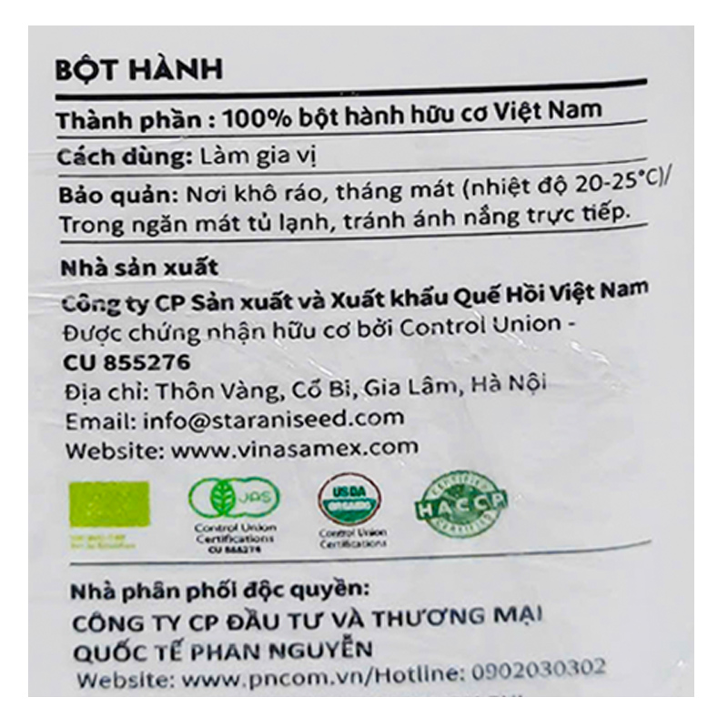 Bột hành hữu cơ Vinasamex hũ 50g 4