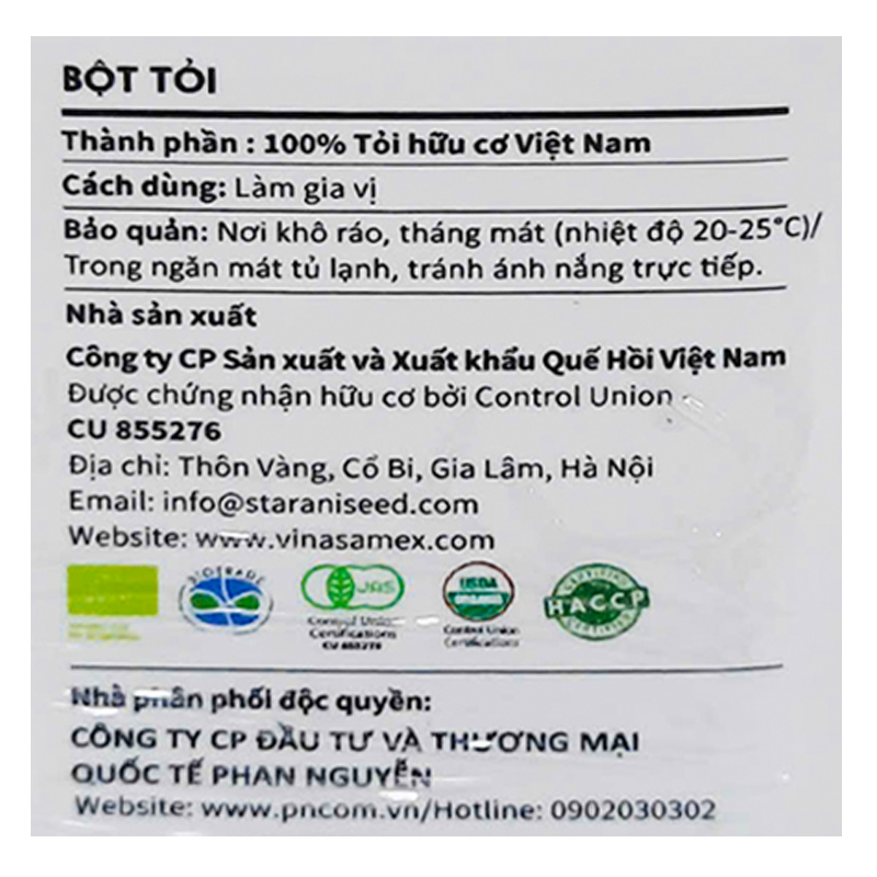 Bột tỏi hữu cơ Vinasamex hũ 50g 4