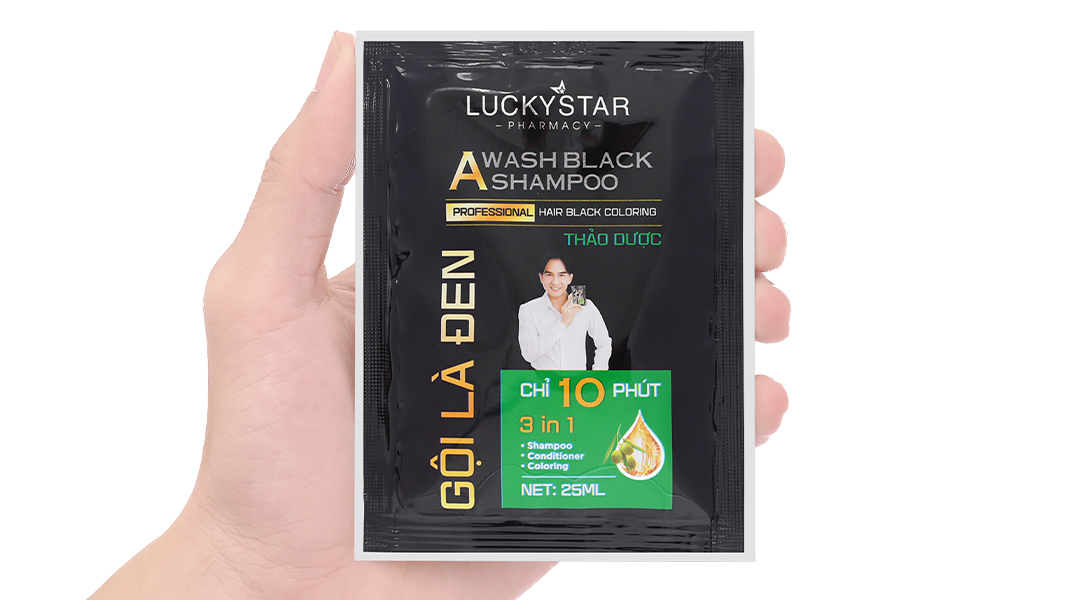 Dầu gội nâu Lucky Star phủ bạc làm nâu tóc gói 25ml - 9