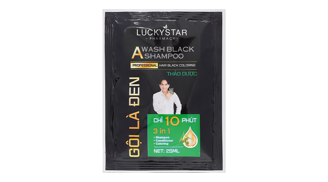 Dầu gội nâu Lucky Star phủ bạc làm nâu tóc gói 25ml - 10