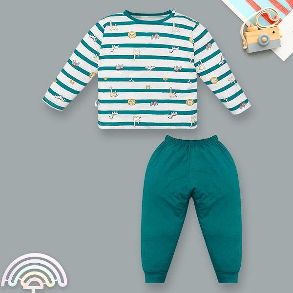 Bộ bé trai IQ Baby visco xanh