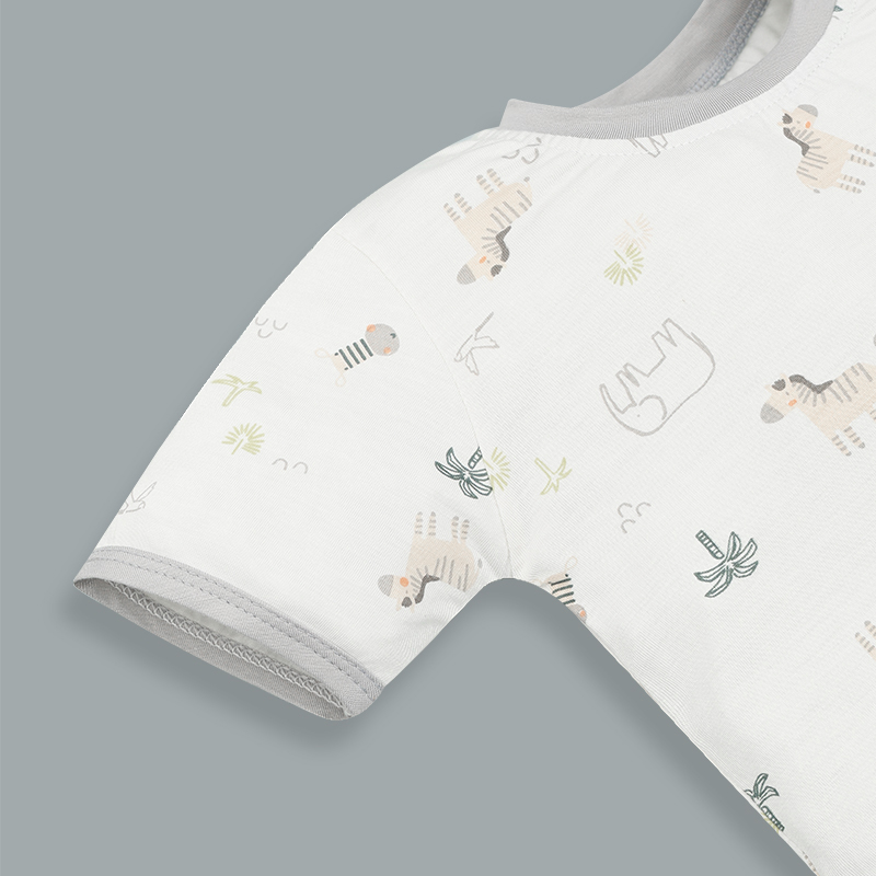 Bộ tay ngắn bé trai IQ Baby in cây dừa màu xám 5