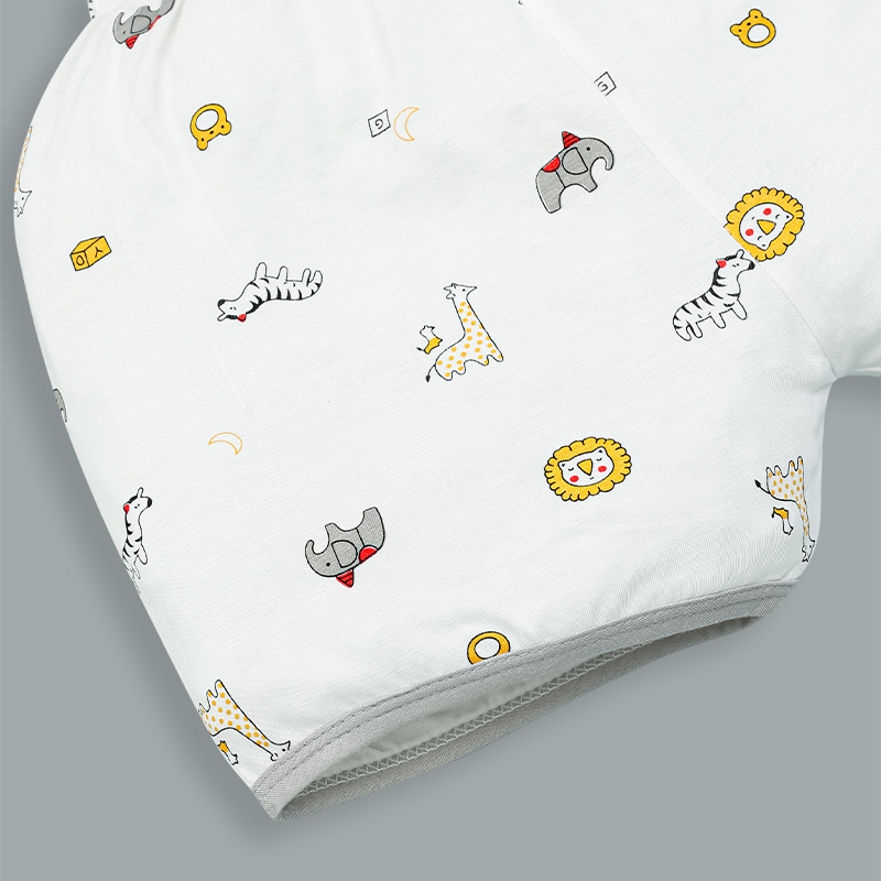 Bộ tay ngắn bé trai IQ Baby in thú màu xám 8