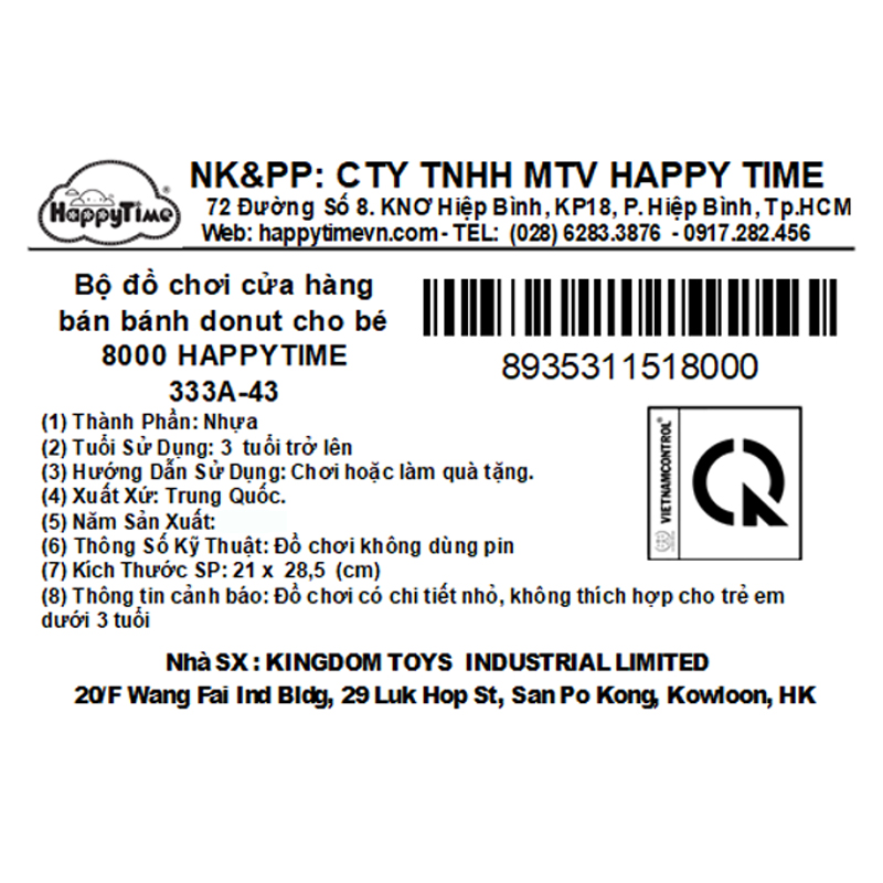 Đồ chơi cửa hàng bán bánh donut HappyTime 8000 (333A-43) 11