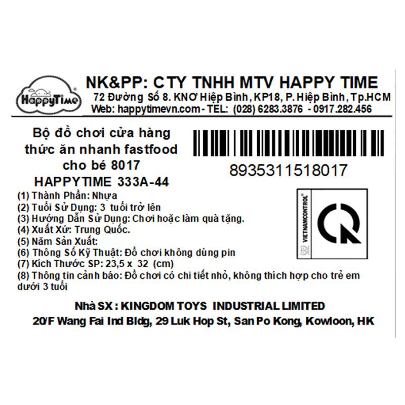Đồ chơi cửa hàng thức ăn nhanh fastfood HappyTime 8017 (333A-44) 10