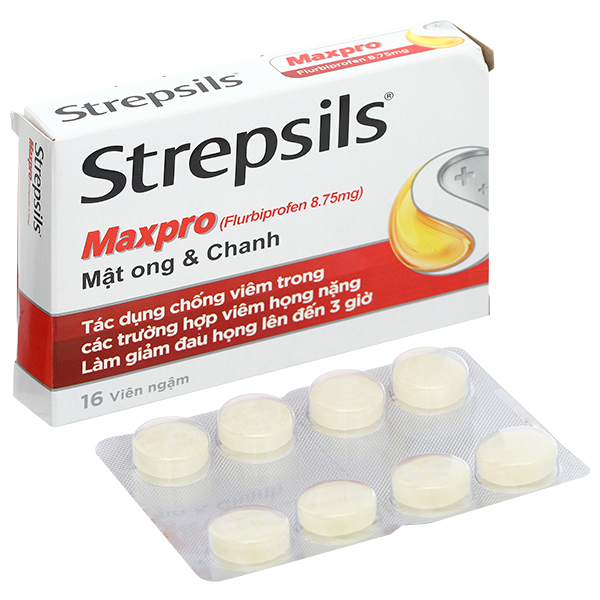 Viên ngậm Strepsils Maxpro mật ong & chanh giảm đau họng, chống viêm