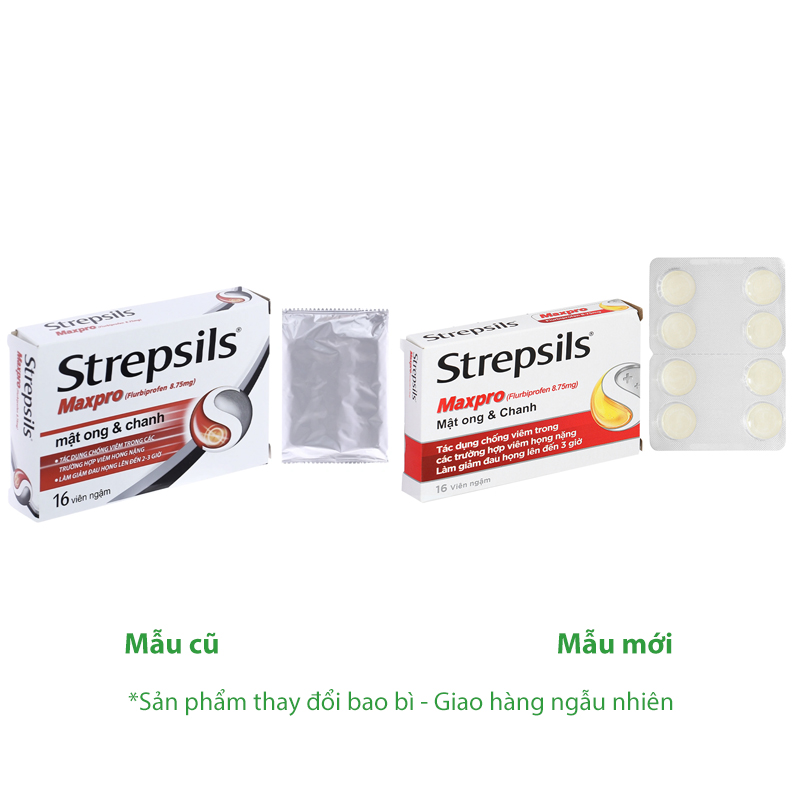 Viên ngậm Strepsils Maxpro mật ong & chanh giảm đau họng, chống viêm (2 vỉ x 8 viên)