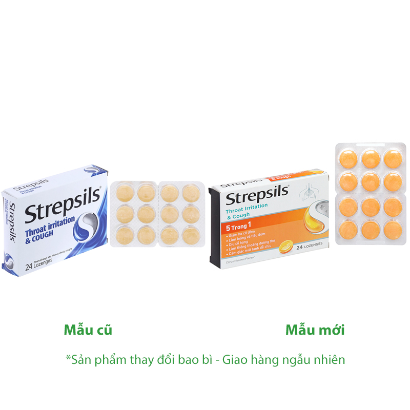 Viên ngậm Strepsils Throat Irritation & Cough 15mg sát khuẩn, tan đàm (2 vỉ x 12 viên)