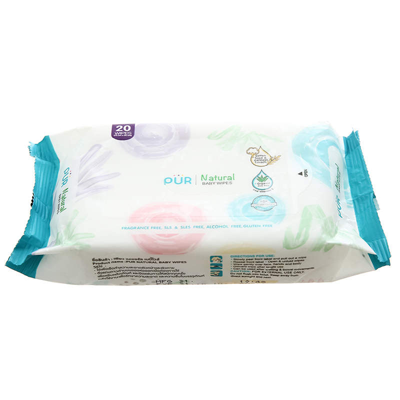 Khăn ướt Pur Natural không mùi gói 20 miếng 2