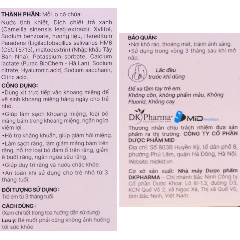 Midkid A+ chống sâu răng hương sữa, 30 ml dạng xịt (từ 3 tháng) 20