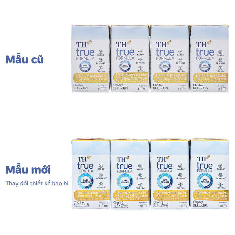 Lốc 4 hộp sữa pha sẵn TH true Formula 110 ml (1 - 2 tuổi) - Giao bao bì ngẫu nhiên 2