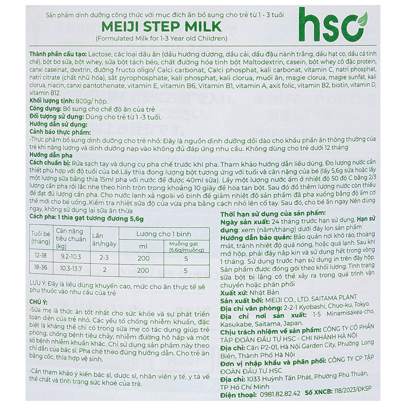 Sữa bột nội địa Nhật Meiji Step Milk có muỗng 800g (1 - 3 tuổi) - Giao bao bì ngẫu nhiên 13