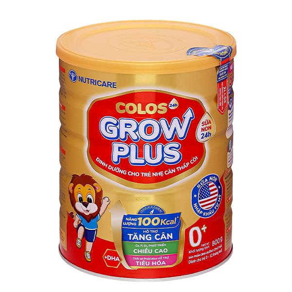 Sữa bột Nutricare Colos 24h Grow Plus 0+ 800g (0 - 1 tuổi)