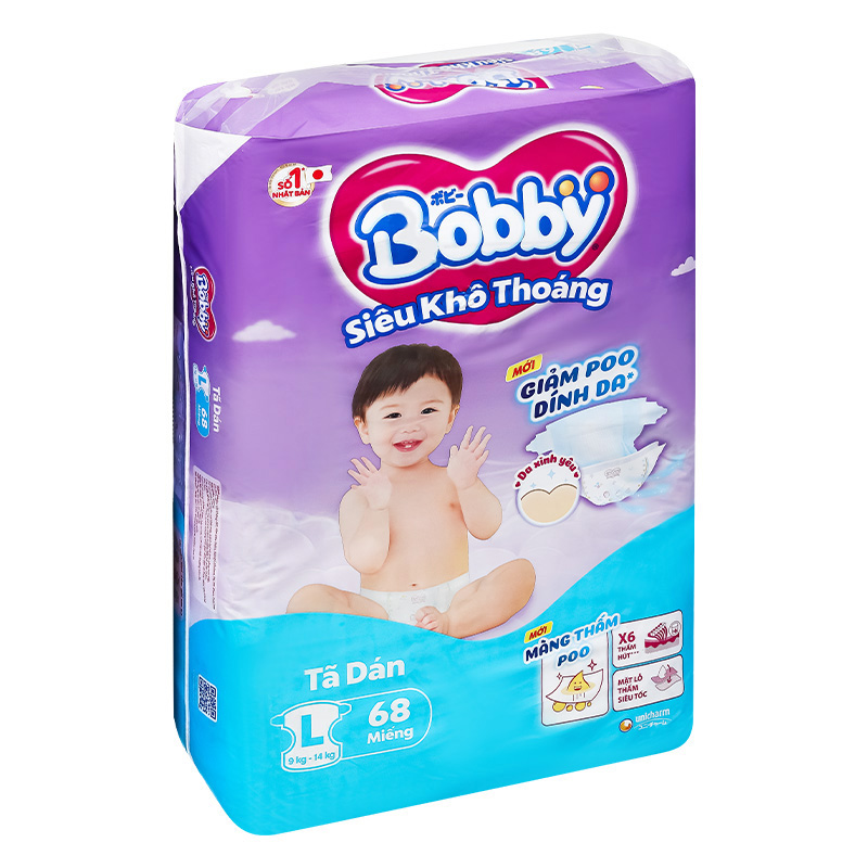Tã dán Bobby size XL 62 miếng (12 - 17 kg) - Giao bao bì ngẫu nhiên 60