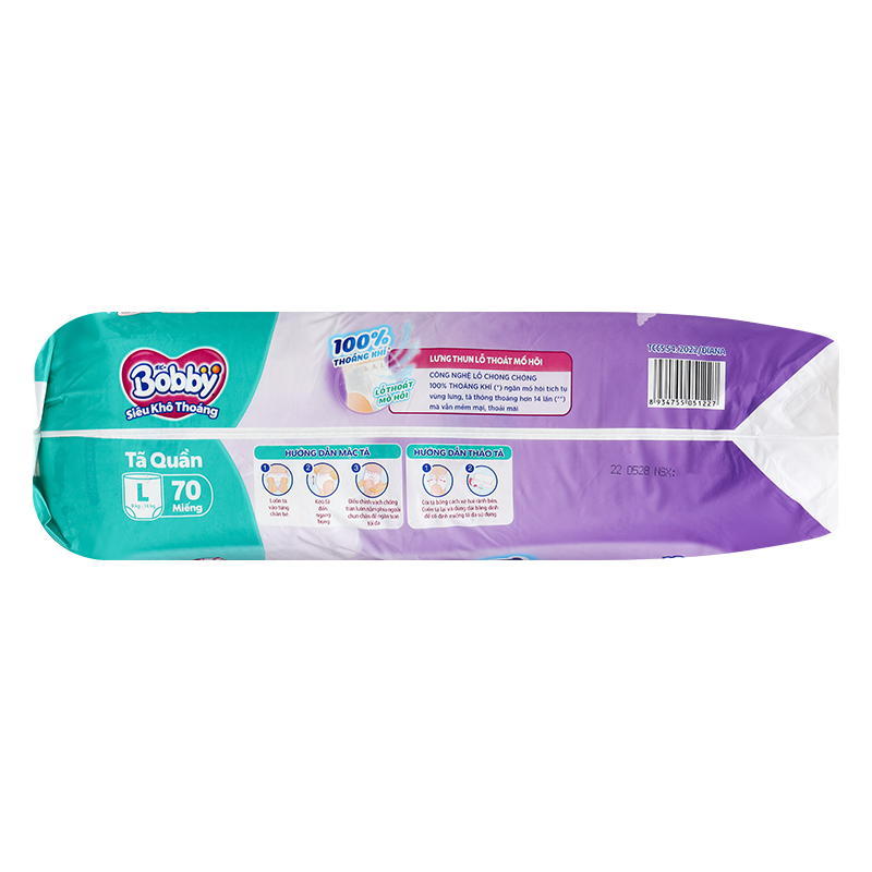 Combo 3 tã quần Bobby size L 70 miếng (9 - 14 kg) - Giao bao bì ngẫu nhiên 6