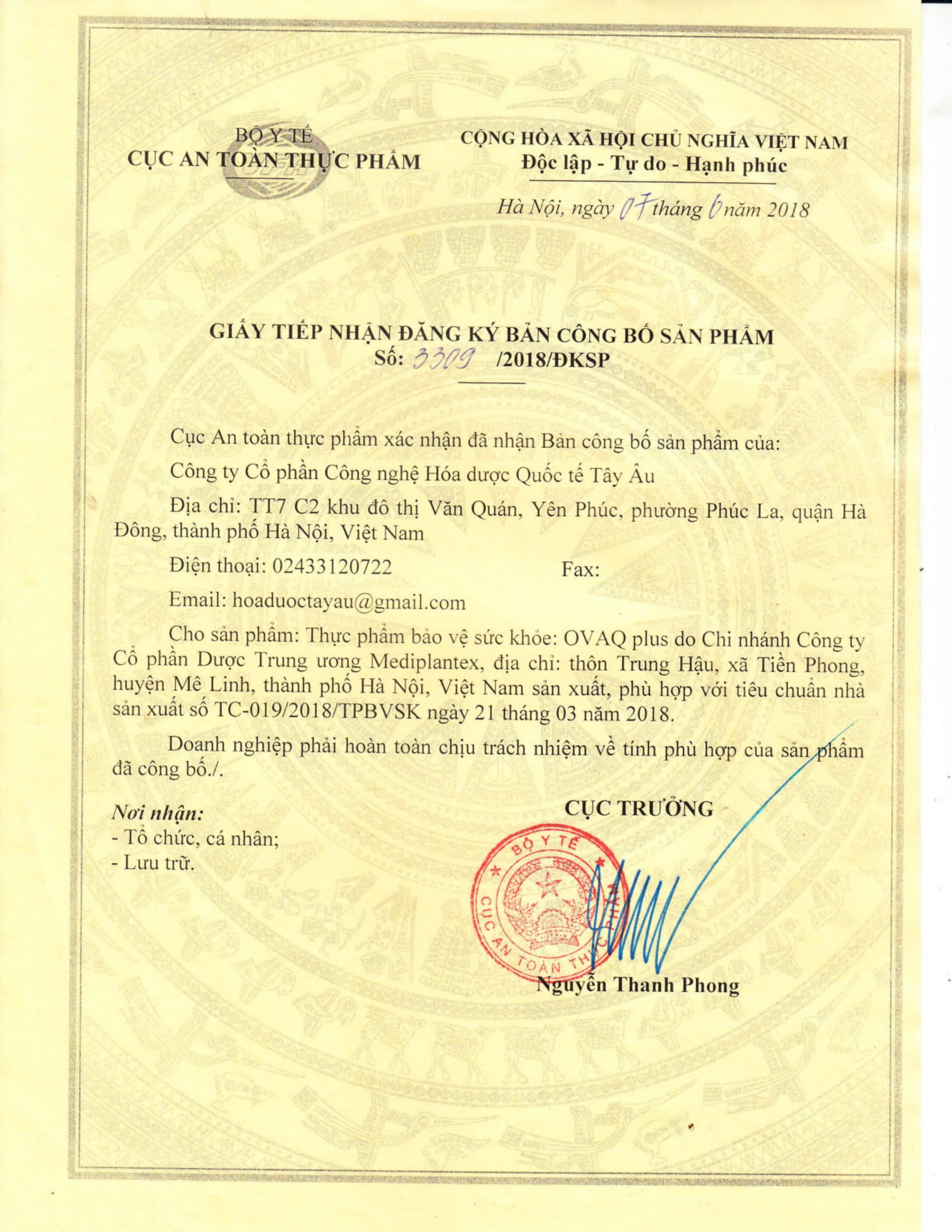 Thực phẩm bảo vệ sức khoẻ: OVAQ Plus