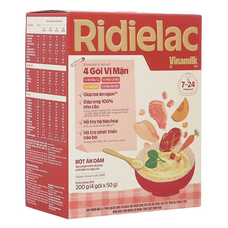 Bột ăn dặm Vinamilk RiDielac Gold yến mạch, gà và đậu Hà Lan hộp 200g (7 - 24 tháng) 63