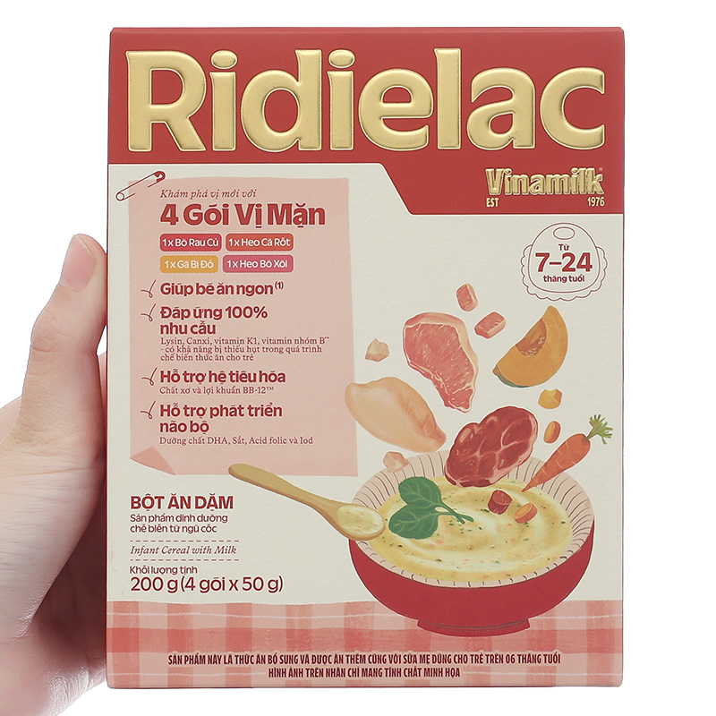 Bột ăn dặm Vinamilk RiDielac Gold yến mạch, gà và đậu Hà Lan hộp 200g (7 - 24 tháng) 68