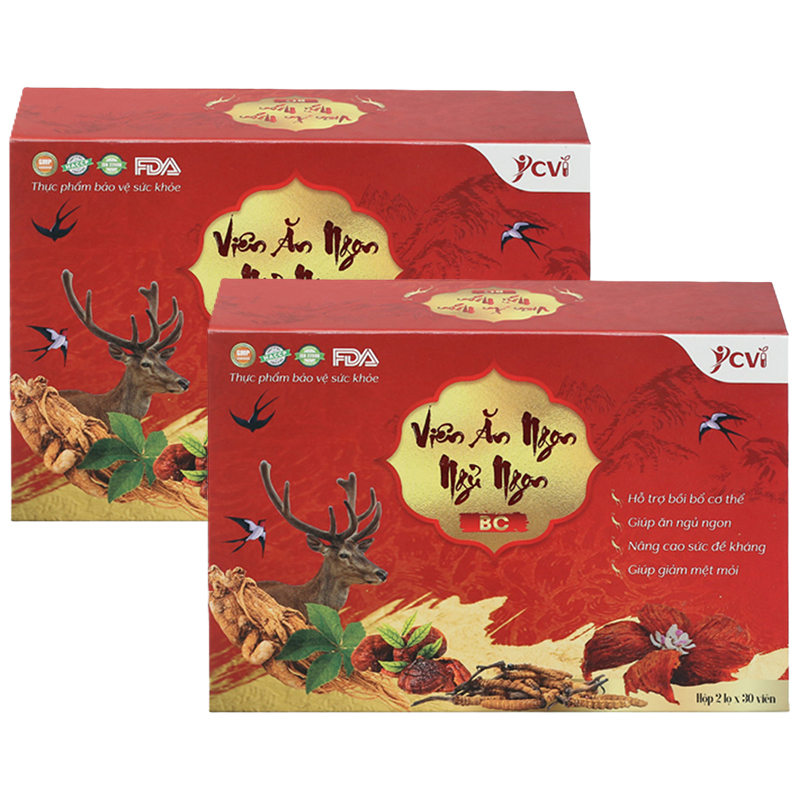 Combo 2 hộp Thực phẩm bảo vệ sức khỏe Viên ăn ngon ngủ ngon BC