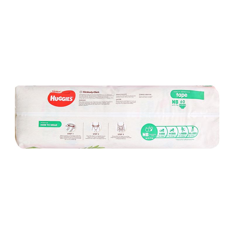 Combo 2 tã dán Huggies Platinum nature made siêu cao cấp size NB 60 miếng/bịch (Dưới 5 kg) - Giao bao bì ngẫu nhiên 6