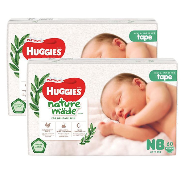 Combo 2 tã dán Huggies Platinum nature made size NB