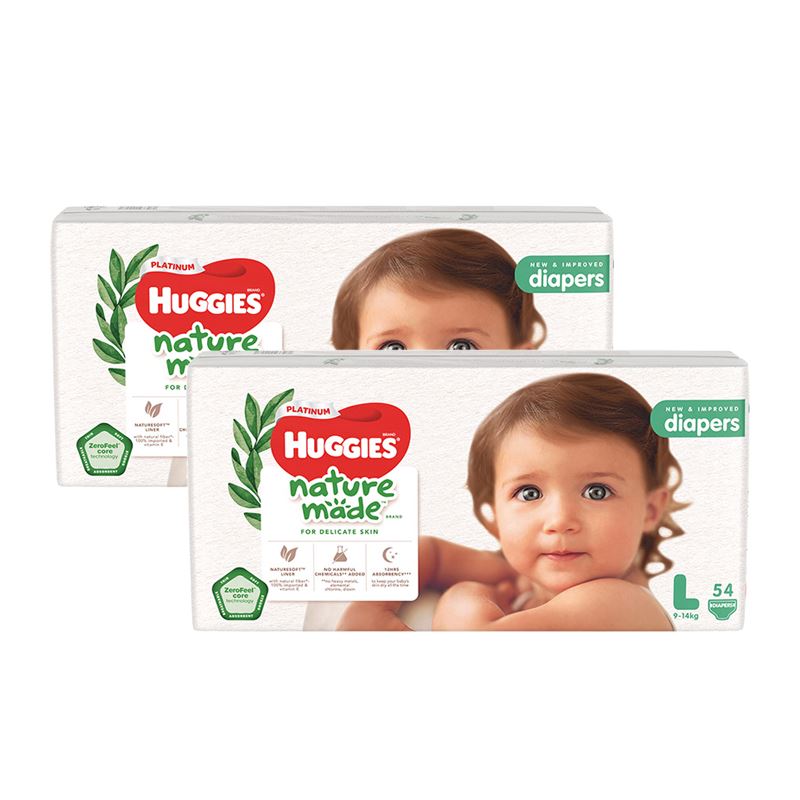 Combo 2 tã dán Huggies Platinum nature made size L