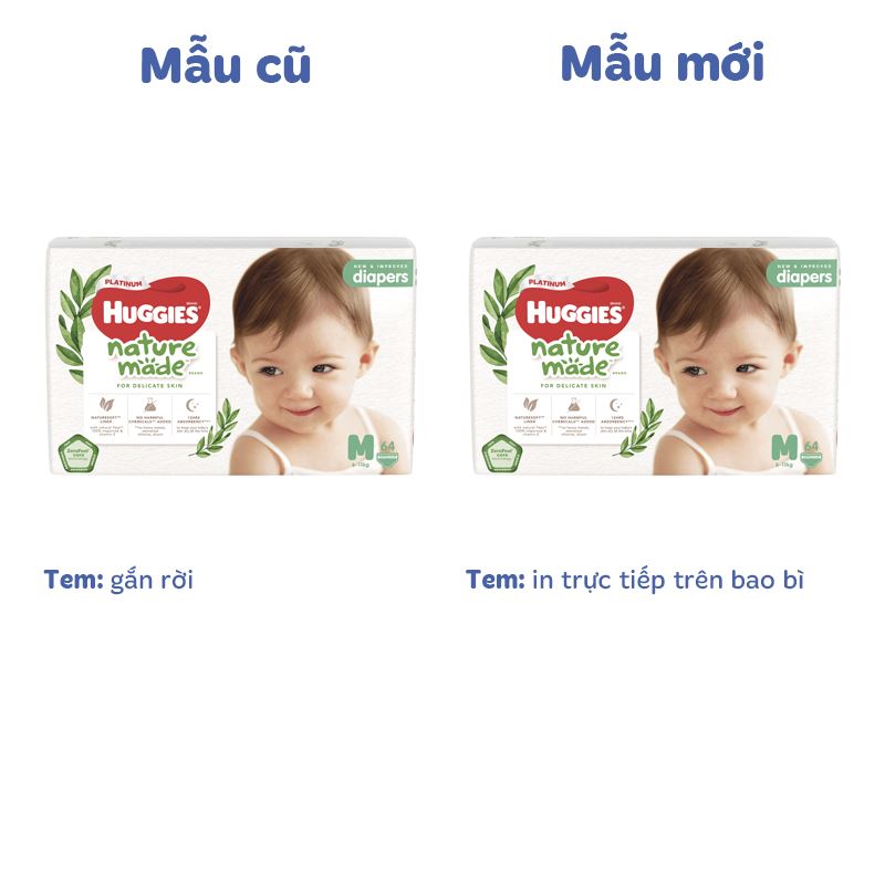 Combo 4 tã dán Huggies Platinum nature made siêu cao cấp size M 64 miếng (6 - 11 kg) - Giao bao bì ngẫu nhiên 31