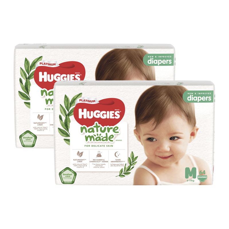 Combo 2 tã dán Huggies Platinum nature made size M