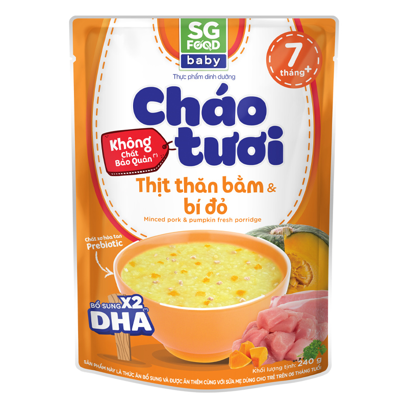 Combo 3 gói cháo tươi SG Food Baby vị thịt thăn bằm, bí đỏ 240g (từ 7 tháng) 2