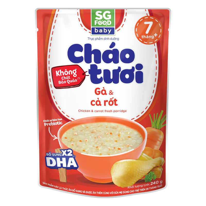 Combo 3 gói cháo tươi SG Food Baby vị gà, cà rốt 240g (từ 7 tháng) 2