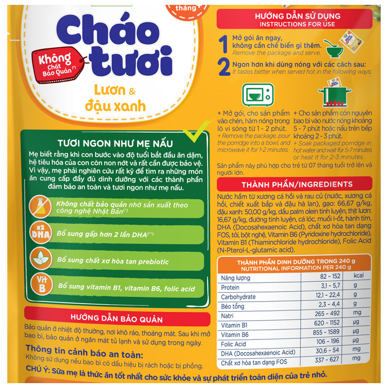 Combo 3 gói cháo tươi SG Food Baby vị lươn, đậu xanh 240g (từ 7 tháng) 5
