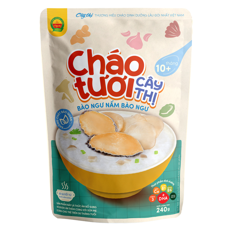 Cháo tươi Cây Thị vị bào ngư, nấm bào ngư gói 240g (từ 10 tháng) - Giao bao bì ngẫu nhiên 8