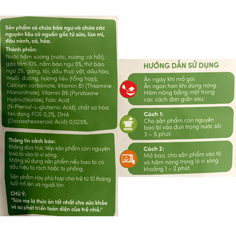 Cháo tươi Cây Thị vị bào ngư, nấm bào ngư gói 240g (từ 10 tháng) - Giao bao bì ngẫu nhiên 10