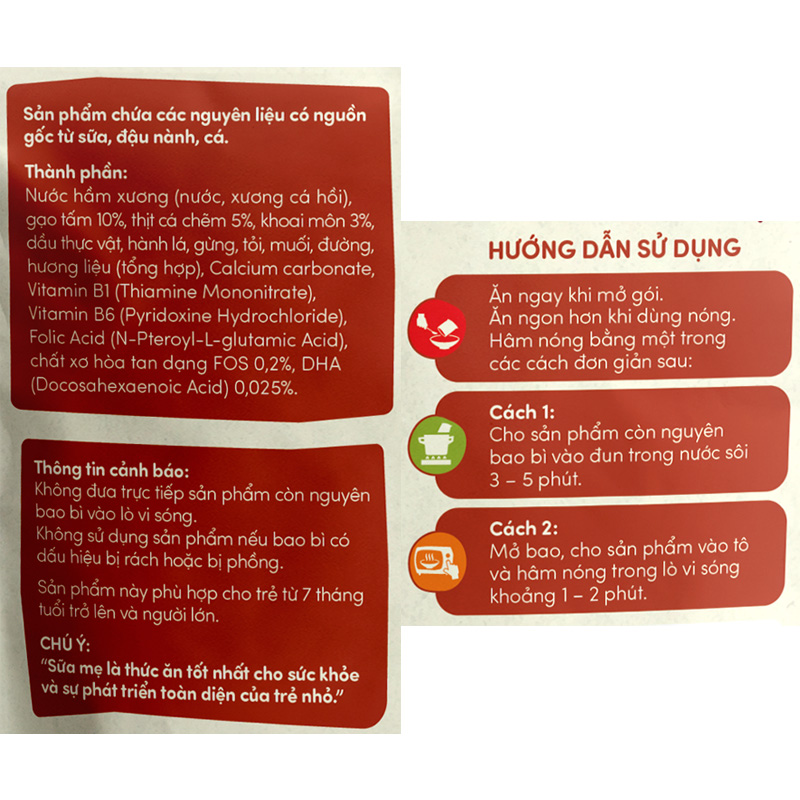 Cháo tươi Cây Thị vị cá chẽm, khoai môn gói 240g (từ 7 tháng) - Giao bao bì ngẫu nhiên 10