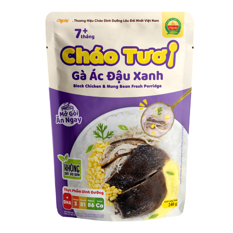 Cháo tươi Cây Thị vị gà ác, đậu xanh gói 240g (từ 7 tháng) 6