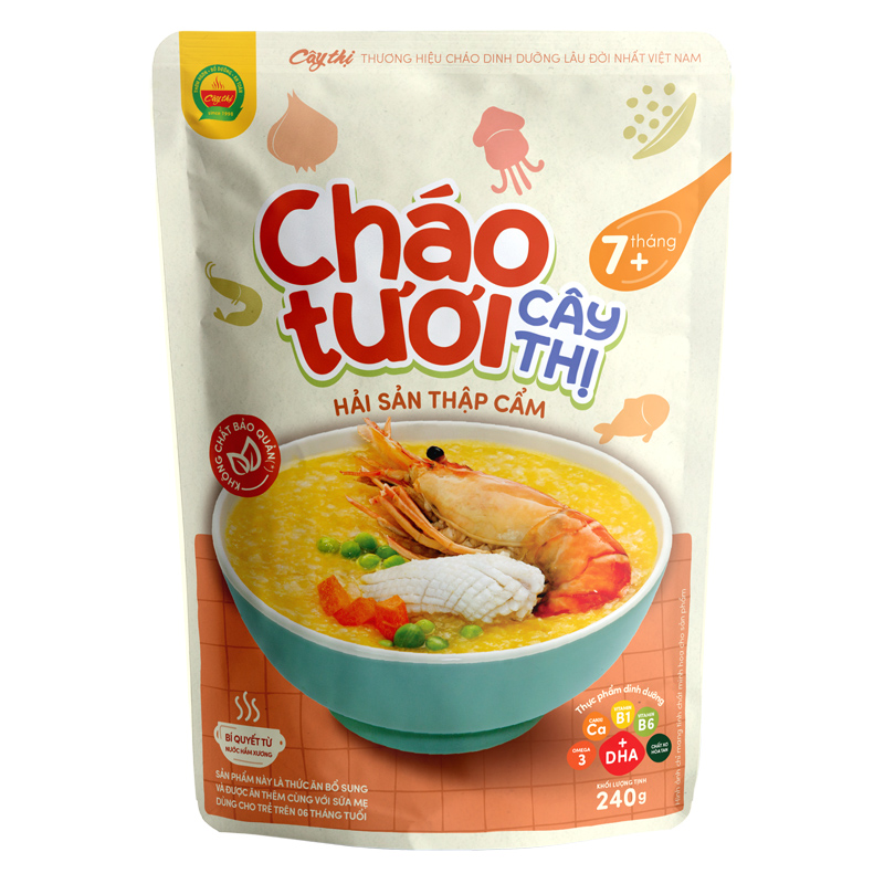 Combo 3 gói cháo tươi Cây Thị vị hải sản thập cẩm 240g (từ 7 tháng) - Giao bao bì ngẫu nhiên 3