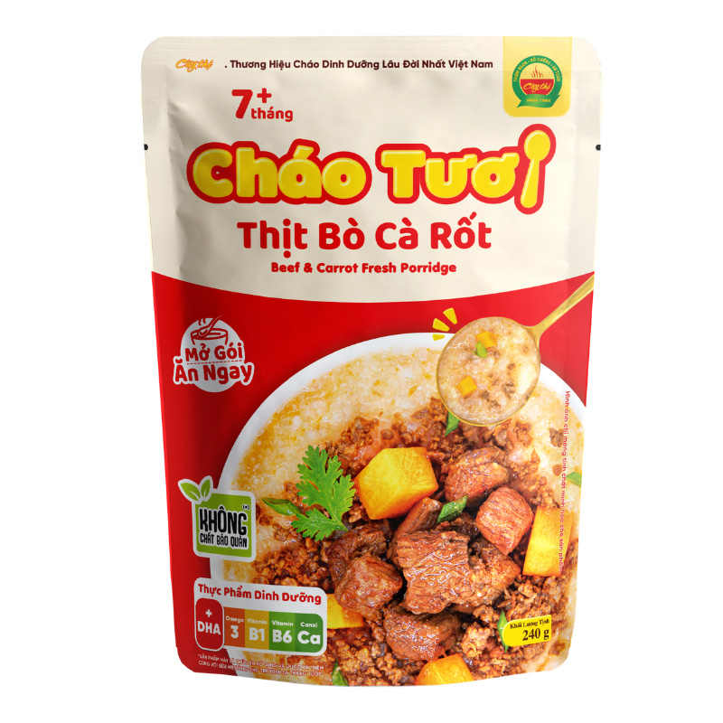 Combo 3 gói cháo tươi Cây Thị vị thịt bò, cà rốt 240g (từ 7 tháng) 2