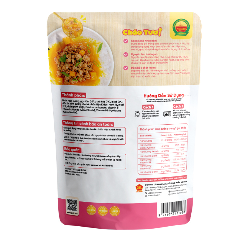 Combo 3 gói cháo tươi Cây Thị vị thịt heo, bí đỏ 240g (từ 7 tháng) 3