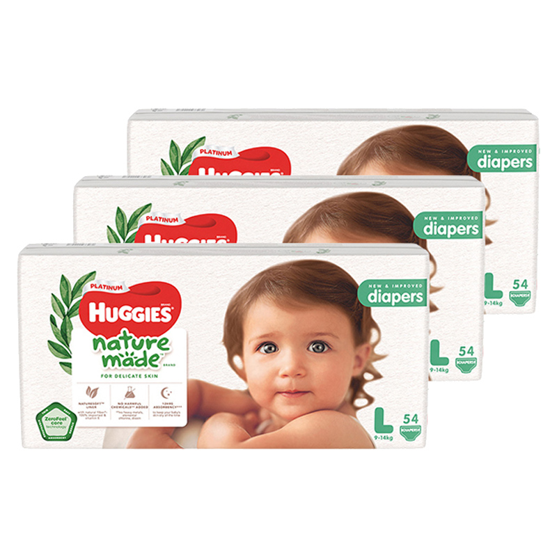Combo 3 tã dán Huggies Platinum nature made size L