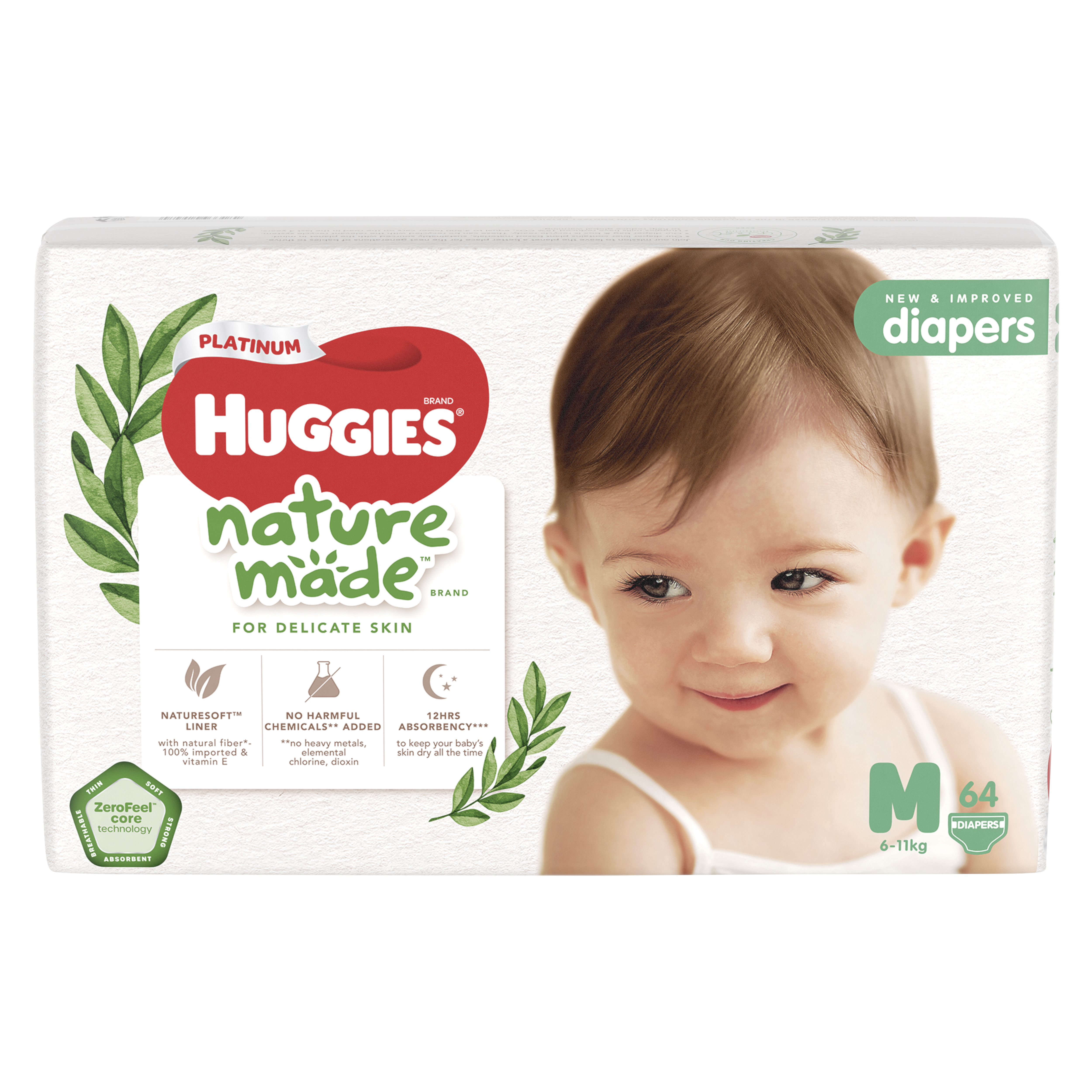Combo 3 tã dán Huggies Platinum nature made siêu cao cấp size M 64 miếng/bịch (6 - 11 kg) - Giao bao bì ngẫu nhiên 3