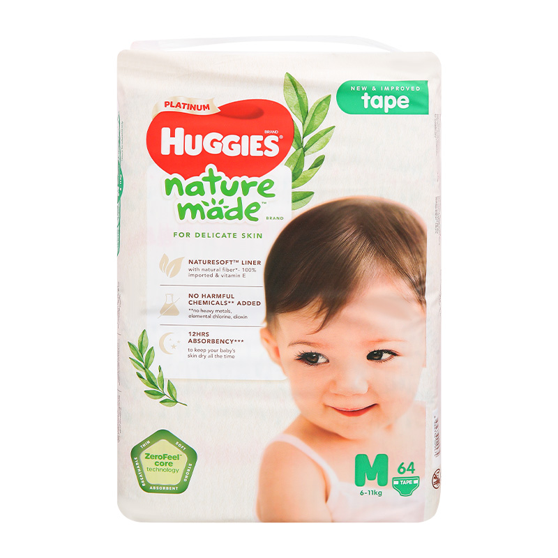Combo 3 tã dán Huggies Platinum nature made siêu cao cấp size M 64 miếng/bịch (6 - 11 kg) - Giao bao bì ngẫu nhiên 4