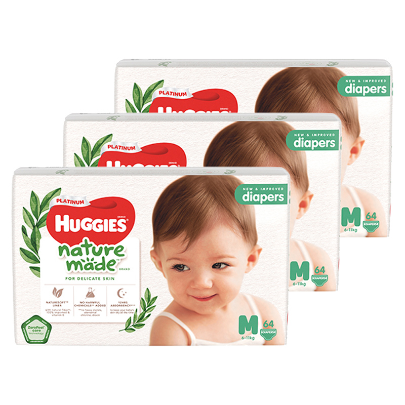 Combo 3 tã dán Huggies Platinum nature made size M
