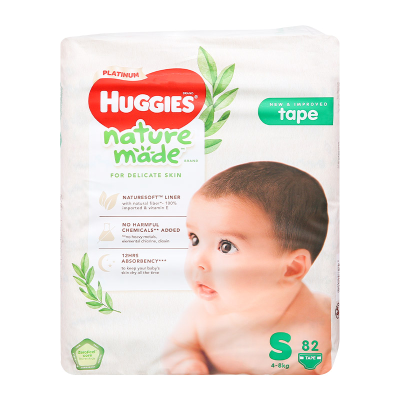Combo 3 tã dán Huggies Platinum nature made siêu cao cấp size S 82 miếng/bịch (4 - 8 kg) - Giao bao bì ngẫu nhiên 4