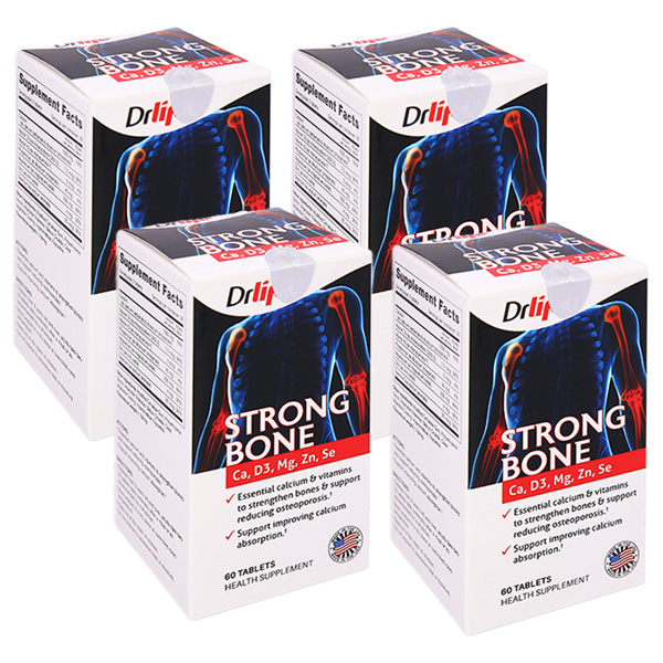 Combo 4 hộp Drlife Strong Bone bổ sung canxi, giảm nguy cơ loãng xương