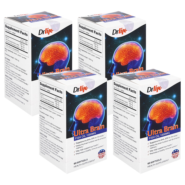 Combo 4 hộp Drlife Ultra Brain hỗ trợ sức khỏe tim mạch, não bộ