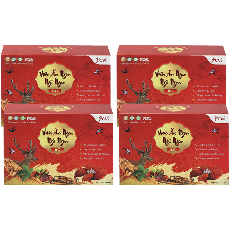 Combo 4 hộp Thực phẩm bảo vệ sức khỏe Viên ăn ngon ngủ ngon BC